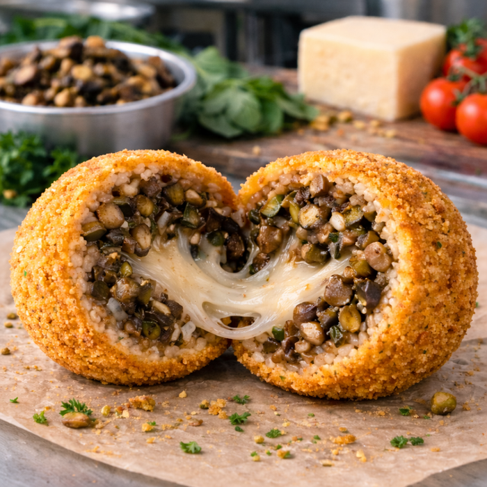 Mini VEGAN Arancini with Mushroom Aubergine & Vegan Mozzarella basil |2.5kg | Pack of 50 pcs | 50g each | £1.49 each (VG)