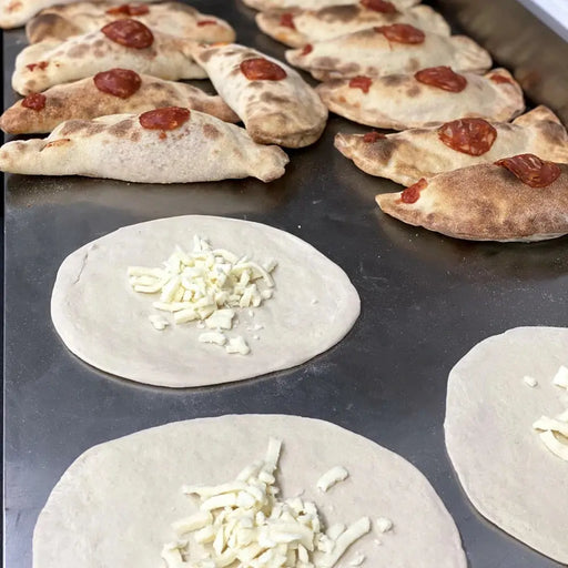 Rustic Calzone Chorizo, Fried Onion, Tomato Mozzarella - 250 grams each Don Arancini