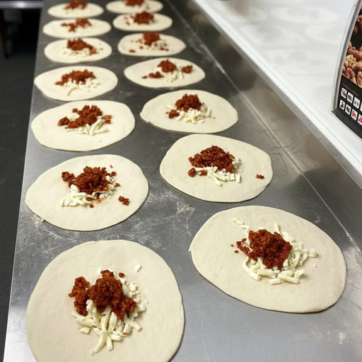 Rustic Calzone Chorizo, Fried Onion, Tomato Mozzarella - 250 grams each Don Arancini